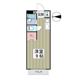 メゾンブラン ワンルームの間取図画像