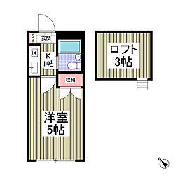 リモード本厚木B 1Kの間取図画像