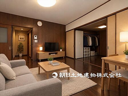ホームステージングとして家具を消しており、家具、小物等はCGにて生成しております。