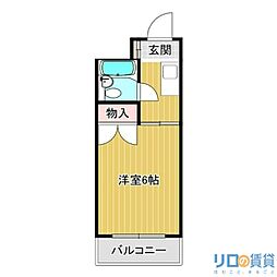 Do東三国1 1Kの間取図画像