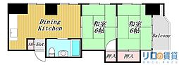 新大阪第2ダイヤモンドマンション 2DKの間取図画像