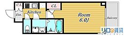 エスレジデンス新大阪ガーデン 1Kの間取図画像