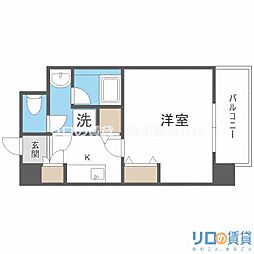 アスール江坂 1Kの間取図画像