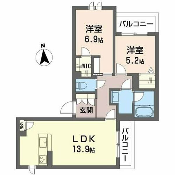 Sha Maison ときわ ｜大阪府大阪市東成区東中本1丁目(賃貸マンション2LDK・3階・62.47㎡)の写真 その2