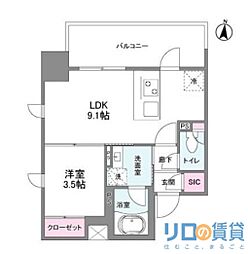 シーズンフラッツ新大阪 4階1LDKの間取り