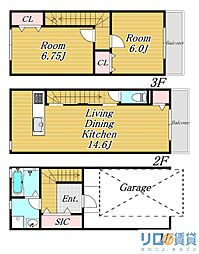 ヴィクトワール・テラス東三国 1階2LDKの間取り