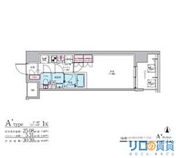 コンフォリア・リヴ新大阪Q 4階1Kの間取り