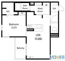 メゾン・リシェス 2階1LDKの間取り