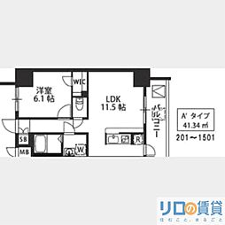 S-RESIDENCE新大阪駅前 1LDKの間取図画像