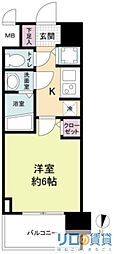 エスレジデンス新大阪ガーデン 1Kの間取図画像
