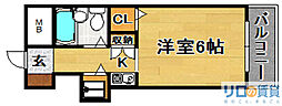 レジデンス上新庄 1Kの間取図画像