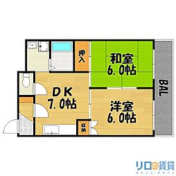 パークロッジ 2DKの間取図画像
