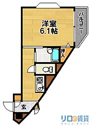 グローリーワン 1Kの間取図画像