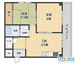 オリーブハイツ 2DKの間取図画像