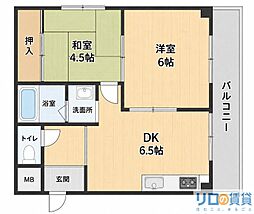 オリーブハイツ 2DKの間取図画像