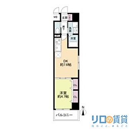 パークフラッツ新大阪 1DKの間取図画像