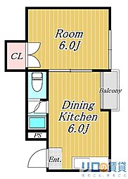 ラパンジール新大阪 1DKの間取図画像
