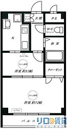 ハイツ新和 2Kの間取図画像