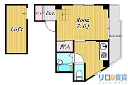 プランドールサカエ 1Kの間取図画像