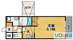 リセス・コート2 1Kの間取図画像