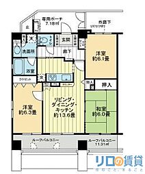 ライオンズマンション三国本町 3LDKの間取図画像