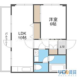 メイウール木川中里A棟 1LDKの間取図画像