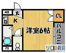 Edenホヅキ 1Kの間取図画像