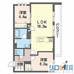 シャーメゾン 皐月 2LDKの間取図画像