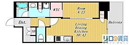 ジオタワー大阪十三 1LDKの間取図画像