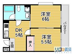 ハイムプレセア 2DKの間取図画像
