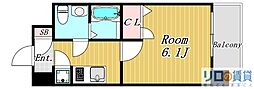 エスリード北大阪レジデンス 1Kの間取図画像