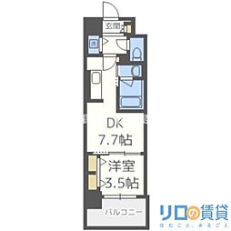 ラルシェパルク新大阪 1DKの間取図画像