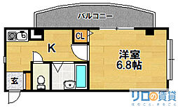 ハイムディローゼ2 1Kの間取図画像