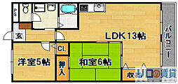 リリーベル 2LDKの間取図画像