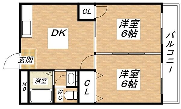 スペースライフ平野 203｜大阪府大阪市平野区瓜破東4丁目(賃貸マンション2DK・2階・36.50㎡)の写真 その2