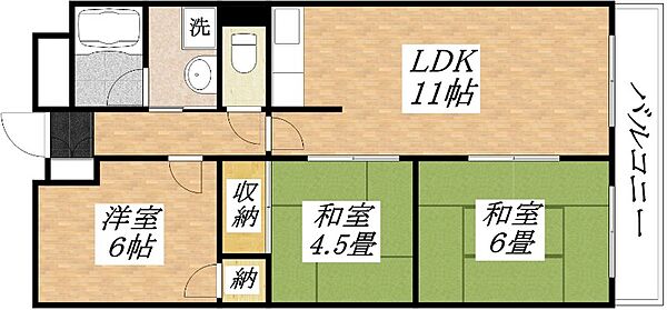 メゾン平野パートI 402｜大阪府大阪市平野区背戸口1丁目(賃貸マンション3LDK・4階・60.00㎡)の写真 その2