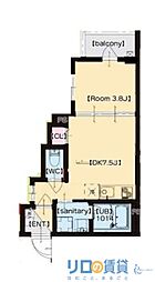 F Normalis SEAM 4階1DKの間取り