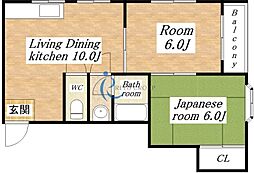 グランドハイツ加美東 2LDKの間取図画像