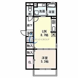 アビタシオン加美北 1LDKの間取図画像