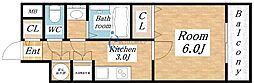 CITYSPIRE平野 1Kの間取図画像