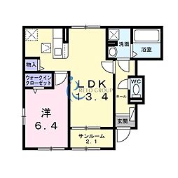 照ヶ丘2丁目アパート 1LDKの間取図画像
