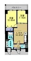 リアライズ今里南 2LDKの間取図画像