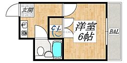 メゾン・ド・ソレイユ松野 1Kの間取図画像