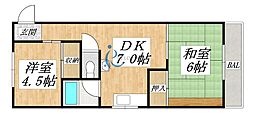 コーポ中島 2DKの間取図画像