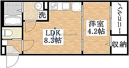 ルネッサ八尾南 1LDKの間取図画像