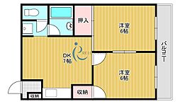ミウチハイツ 2DKの間取図画像