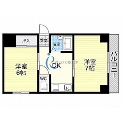LiveSpace平野 2DKの間取図画像