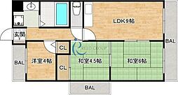 サンリッツタツミ 3LDKの間取図画像
