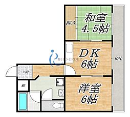 メゾンクレール 2DKの間取図画像