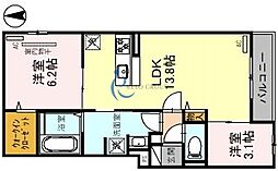 Clashist平野西West 2LDKの間取図画像